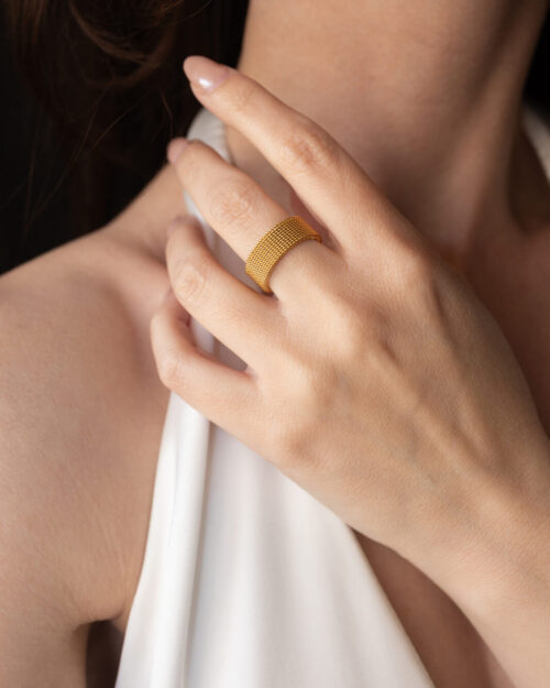 Γυναικείο Πλεκτό Ατσάλινο Δαχτυλίδι Mesh σε Χρυσή ή Ασημί Απόχρωση