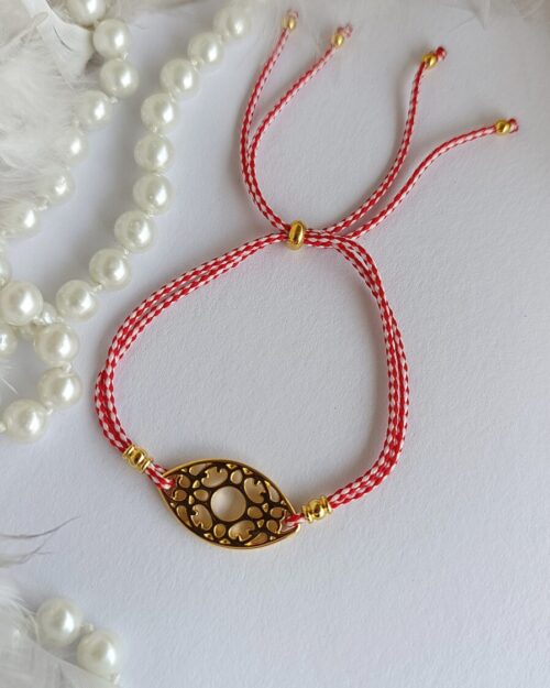 Χειροποίητο Μαρτάκι με Μάτι & Μεταλλικό Στοιχείο σε Χρυσή Απόχρωση