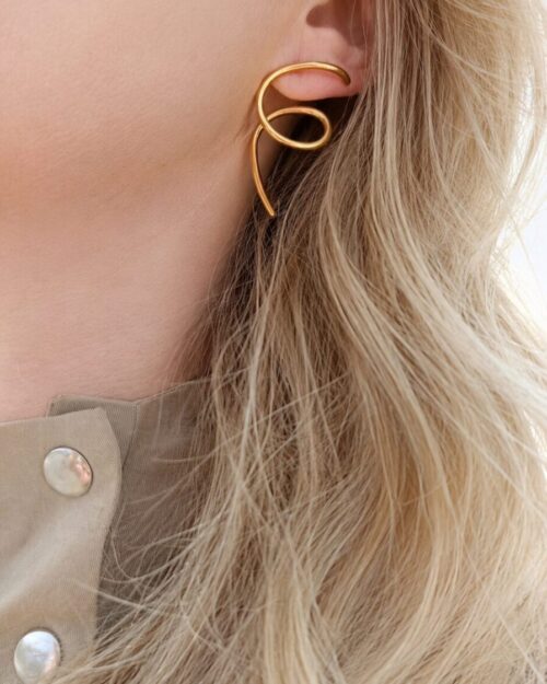 Ατσάλινα Σκουλαρίκια Spiral Gold – Minimal Statement Earrings