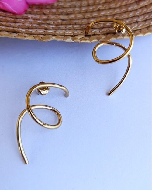 Ατσάλινα Σκουλαρίκια Spiral Gold – Minimal Statement Earrings