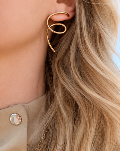 Ατσάλινα Σκουλαρίκια Spiral Gold – Minimal Statement Earrings - 100121